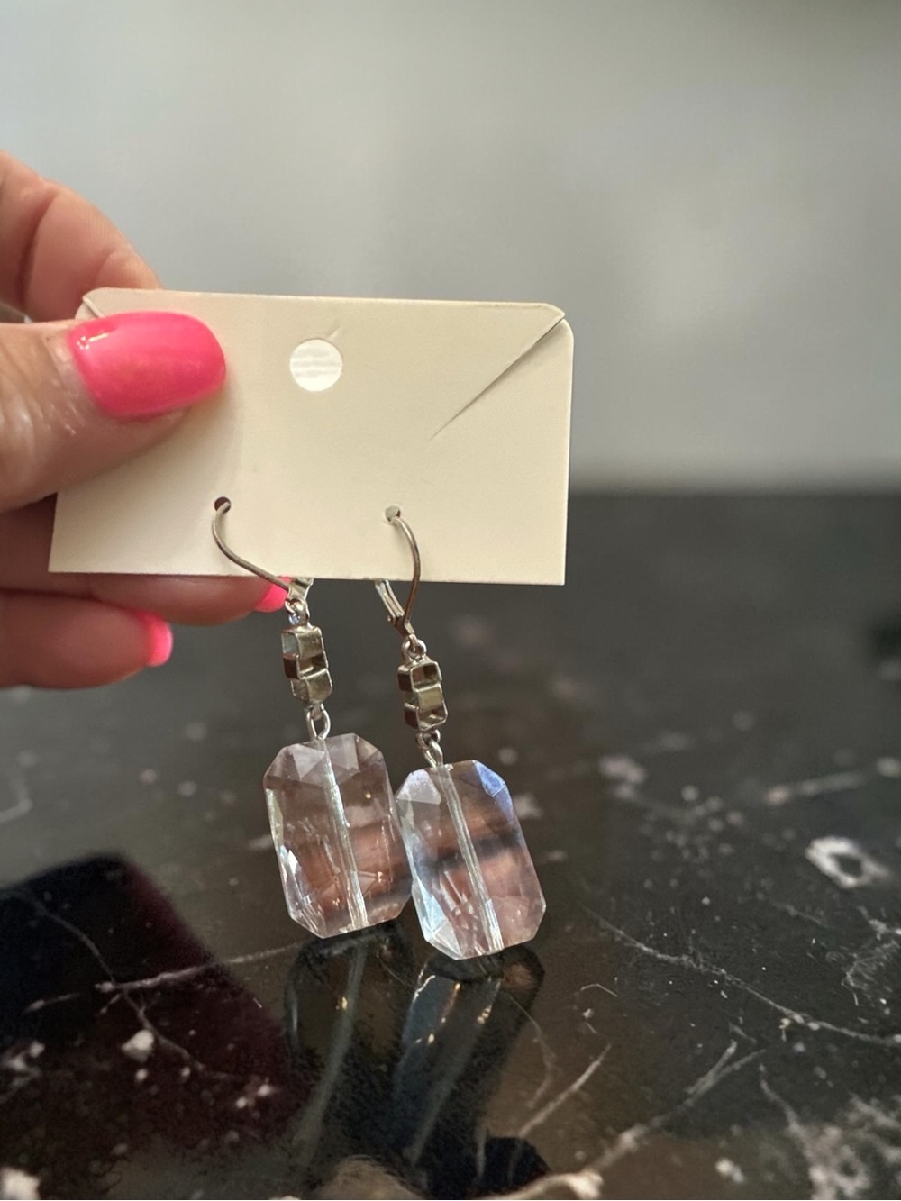 Crystal Drop Dangle Earrings - Clear NWT